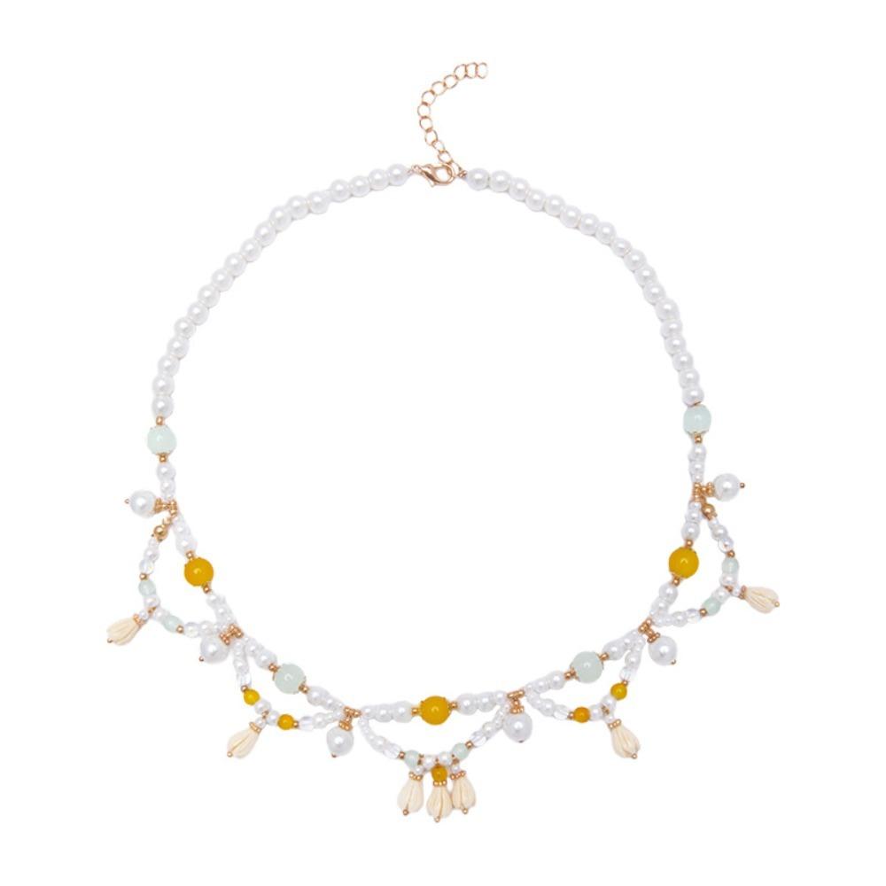 Flower Hanfu Necklaces Pearls Cheongsam Clavicle Chain Vintage Chinese Style Necklace  for Women