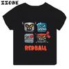 Heiß verkaufendes rotes bedrucktes Cartoon-Kinder-T-Shirt, lustiges Schwarz, geeignet für Mädchen und Jungen, Kinder-Oberteil