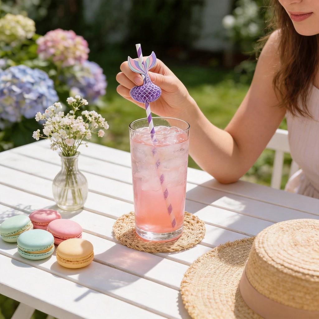 Degradable Pineapple Pattern Paper Straw For Party Drinks And Cake Decor