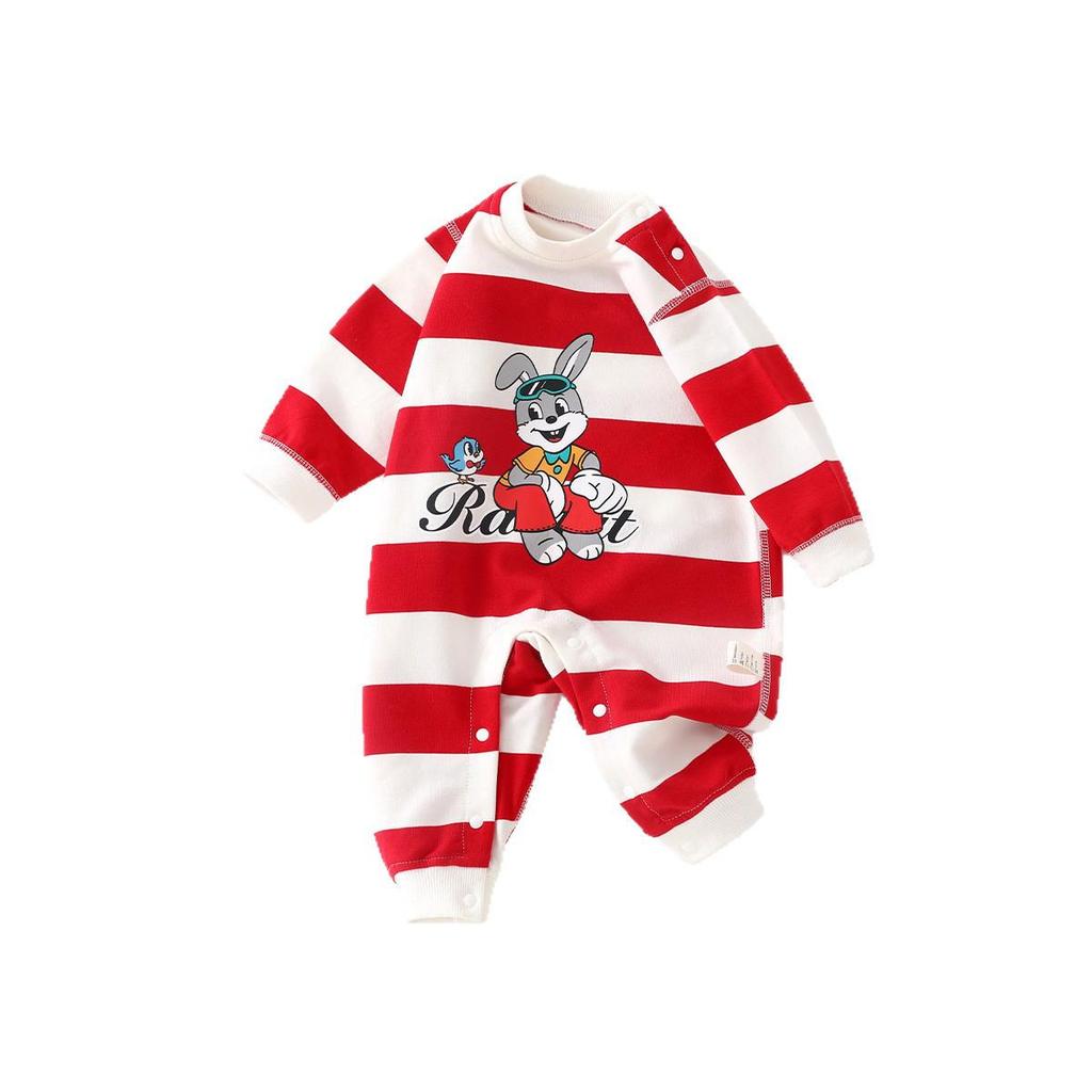 Striped Long Sleeve Baby Romper - Cartoon Spring/Autumn Newborn Outfit