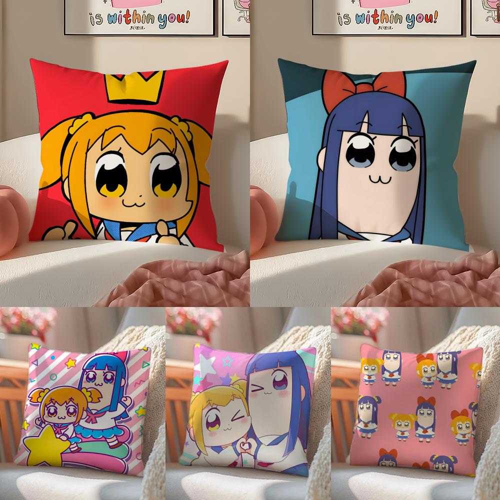 Cute Anime PPop Team Epic Cushion Cover Pillowcase Short Plush Invisible zipper Room Sofa Cushion Cover