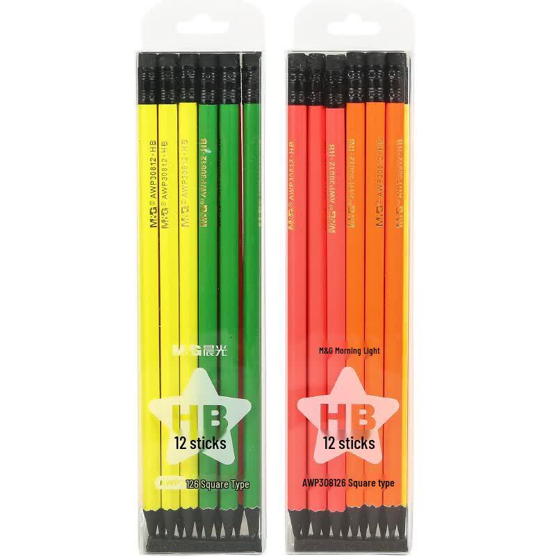 M&G AWP30812 HB Wooden Hexagonal Pencils with Eraser