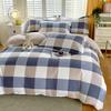 Soft Color Block Checkered Bedding Set Comfy 100% Washed Cotton Blue Plaid Duvet Cover Set King Queen Size Comforter Cover Sheet