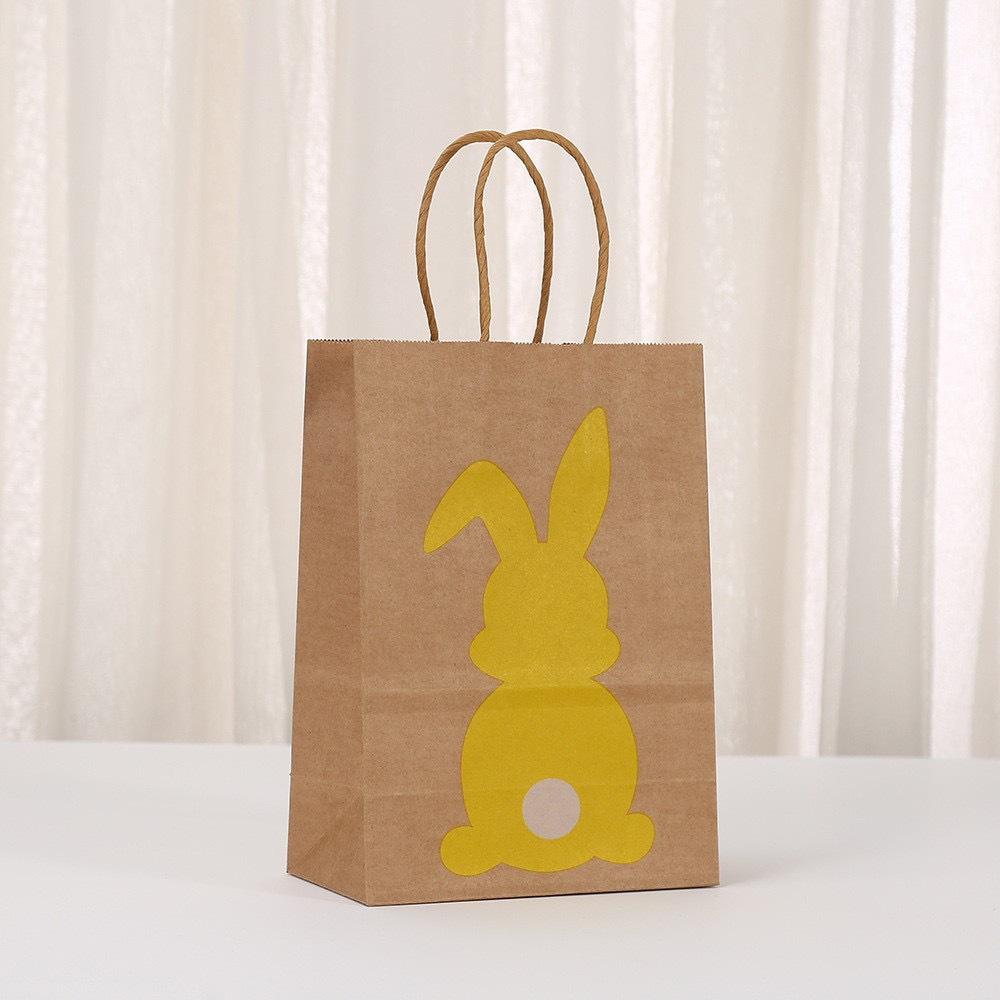 12/30pcs Easter bunny treat gift bags reusable kraft paper tote bags for party candy cookies toys and holiday gifting
