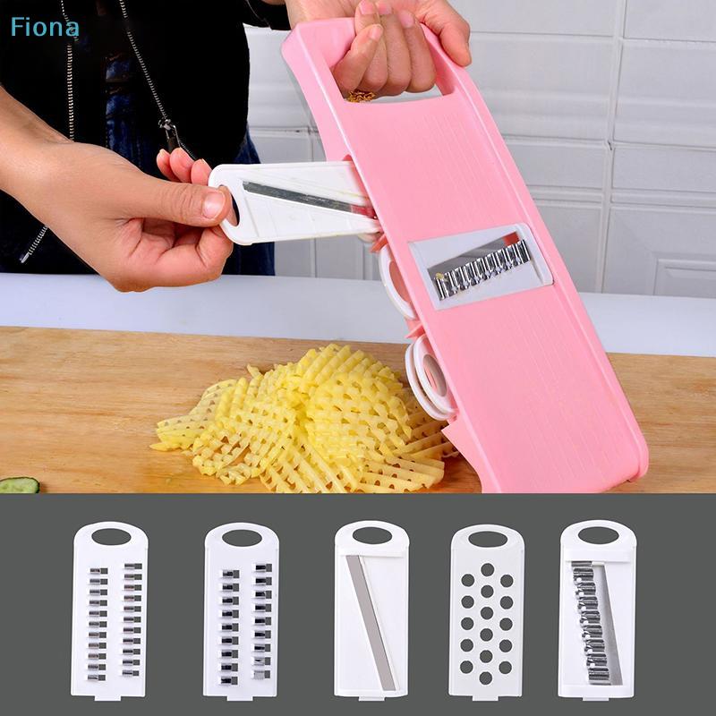 5-in-1 Multi-Function Vegetable Slicer, Interchangeable Blade Kitchen Chopper with Hand Guard