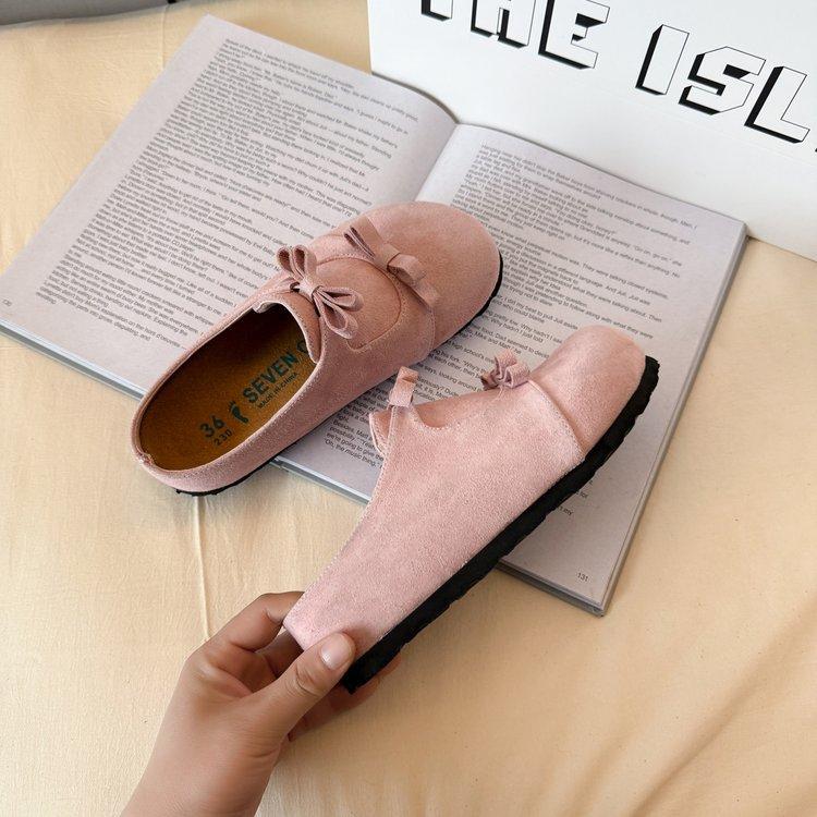 

Pink thick-bottomed Boken bag head half slippers for women s outer wear 2025 spring and summer new lazy one-pedal heightening cool slippers 40