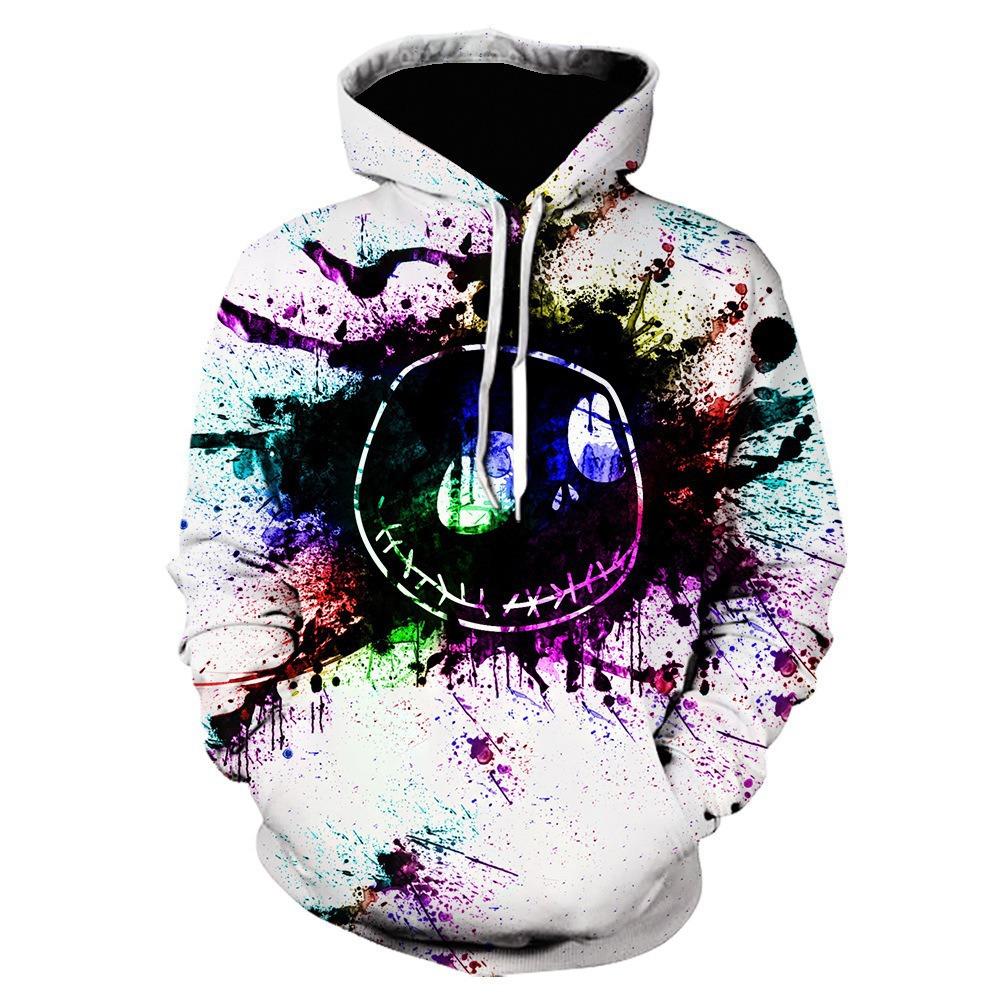 Halloween Movie Christmas Night Skull Jack Hooded Sweater Men's Digital Printing Personality Hoodie Women