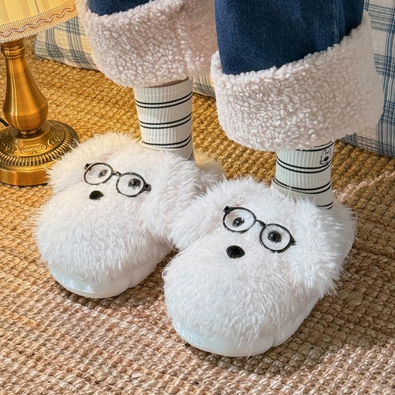 Cartoon cotton slippers winter cute big ears puppy indoor home home warm fluffy slippers winter