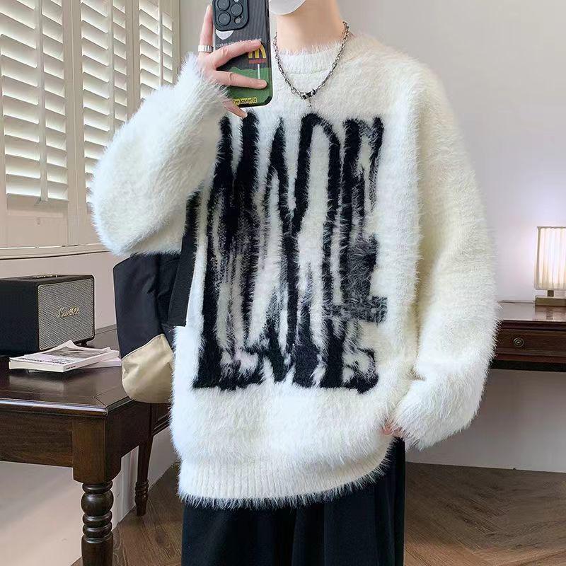 

Round Neck Jacquard Knit Sweater - Warm & Loose for Autumn/Winter M 43-50 kg