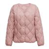 2026 Women's V-neck Geometric Down Cotton Jacket, Short Slimming Style for Autumn and Winter.