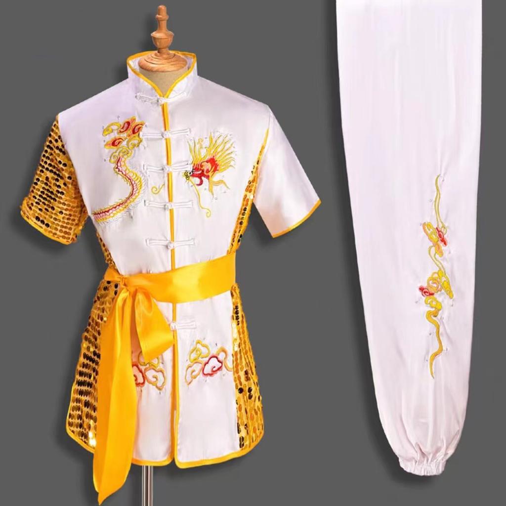 Chinese Style Men Women Embroidered Dragon Kung Fu Suit Tai Chi Wushu Uniform Outdoor Sport Jacket Pants Sets