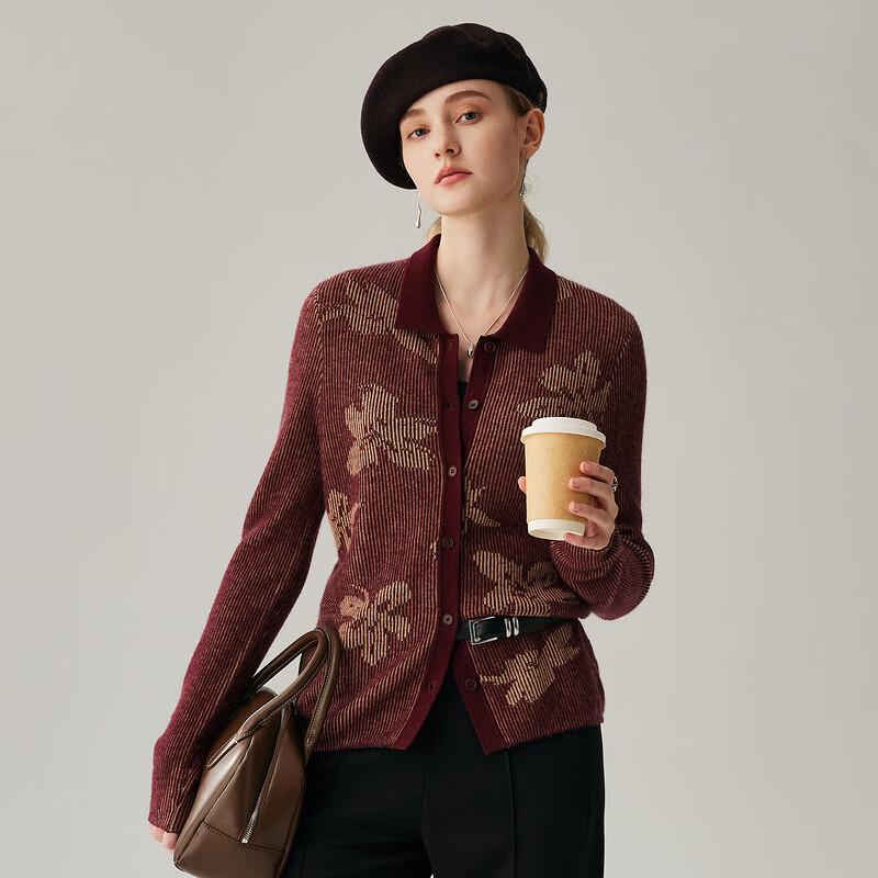 Zhaojun Women's Thick 100% Cashmere Polo Collar Cardigan