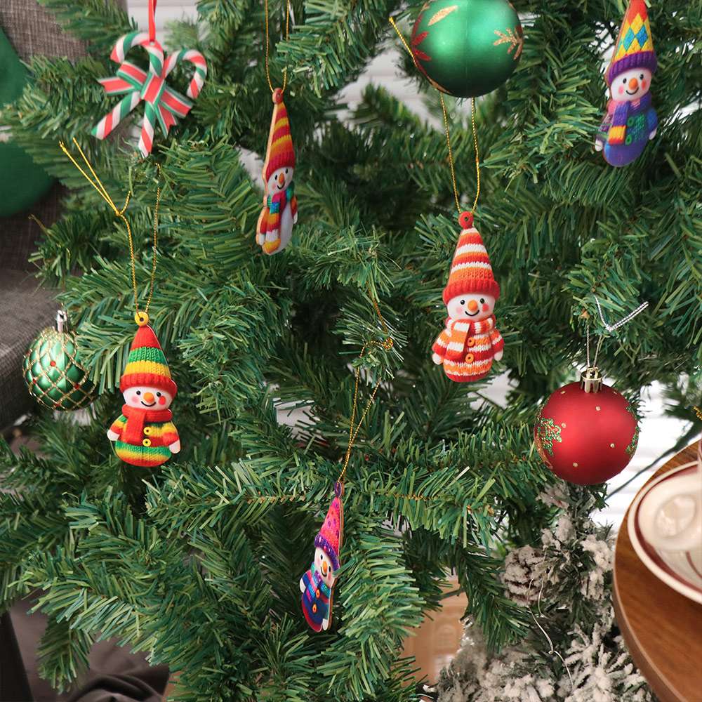 16 Stück 2D Flache Schneemann Holzornamente DIY Gestrickter Stil Weihnachtsbaum Anhänger Wiederverwendbar Bunt Weihnachtsbaum Hängender Schmuck