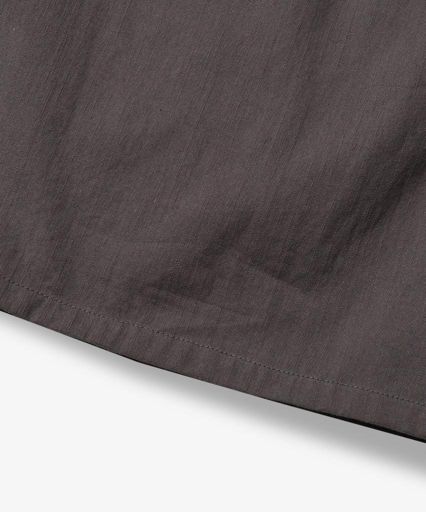 Yujen Double-Pleat Wide Cotton Elastic Waist Pants_Charcoal