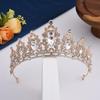 Elegant Blue Diamond Princess Crown Rhinestone Headband – Korean Style Crystal Wedding Accessory