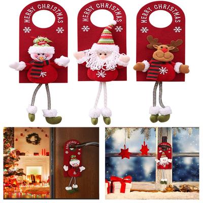 3pcs Christmas Door Knob Ornaments Festive Hanging Decorations Snowman Santa Claus Elk Ornaments for Home Party Xmas Tree Decor
