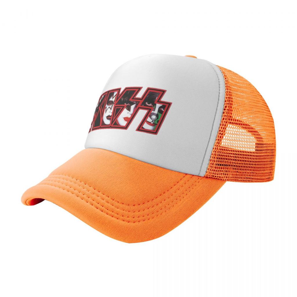 Black Red Mixed Color Kiss Music Band Summer Mesh Baseball Caps For Mens Personalized Female Beach Sunscreen Hats Trucker Cap
