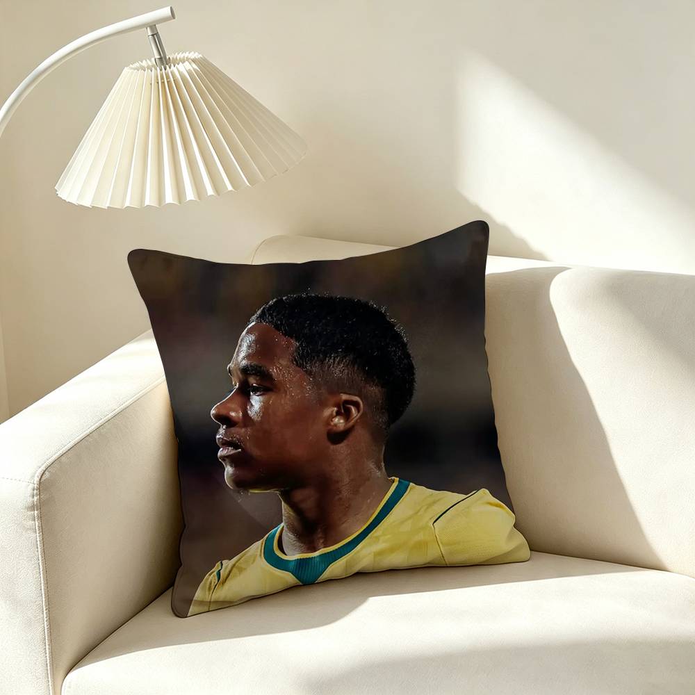 E-Endrick Football Player Square Double-Sided printed Pillow Case Bedroom Bedside Pillow Sofa Cushion Cover