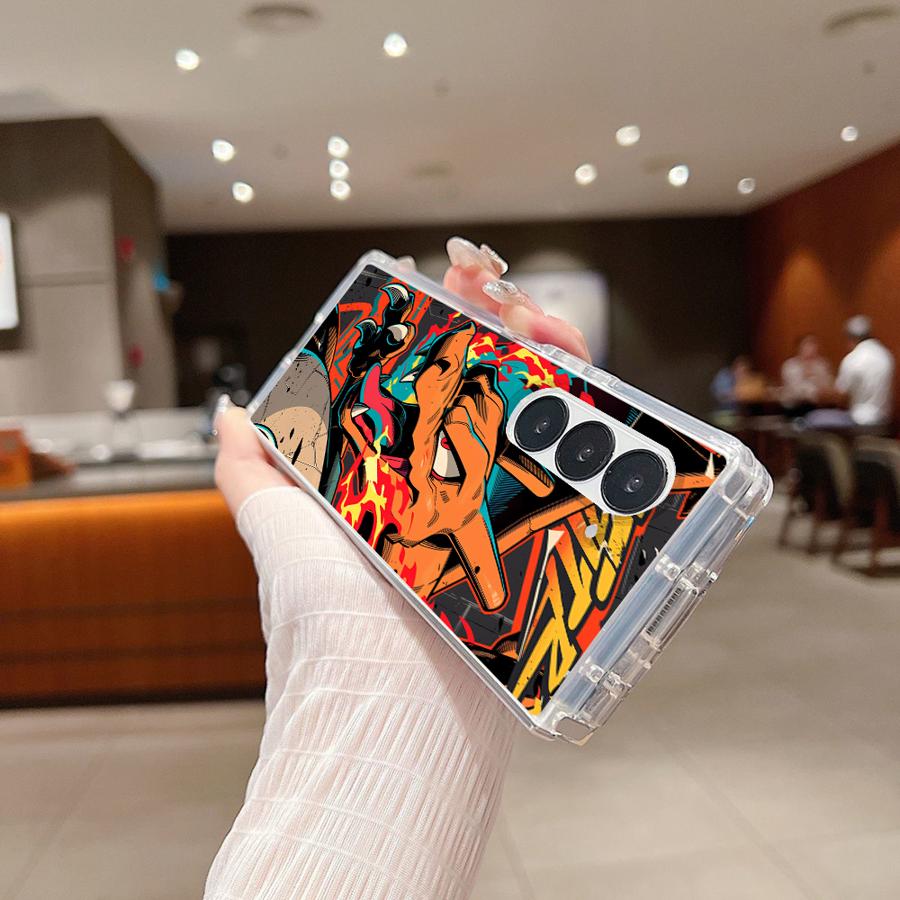 Transparent Soft Phone Cover Case for Samsung Galaxy Z Fold 7 6 5 4 3 ZFold6 ZFold3 ZFold7 ZFold5 ZFold4 Cute Pikachu Pokemon