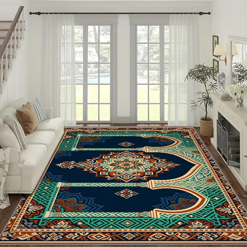 RAKKS Morocco Medallion Large Area Rug, Non-Slip Carpet for Living Room & Bedroom Kitchen, Door Mat, Sofa Bedside Mat Home Decor
