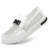 Fashion 2025 Summer New Designer Leather Shoes for Men  Fashion Casual Hallow Loafers Male Solid Color Breathable Luxury Shoes Man