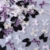 30-60pcs/lot 2.5x2.5cm Mesh Lace Ribbon Bows Mutilcolor Polyester Satin Ribbon Bow Flower DIY Decoration Headwear Accessories