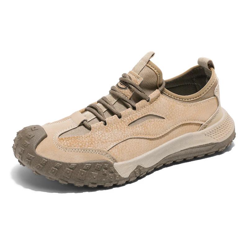 

Мужская осень 2024 года, новые дышащие бежевые модные универсальные спортивные кроссовки на толстой подошве, парусиновые повседневные кроссовки на шнуровке 39 хаки
