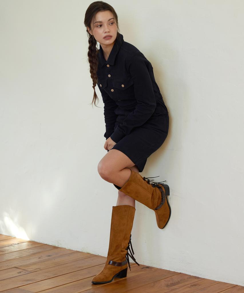 Cesti Romantische Vintage Wildleder Langstiefel (Bräunen)