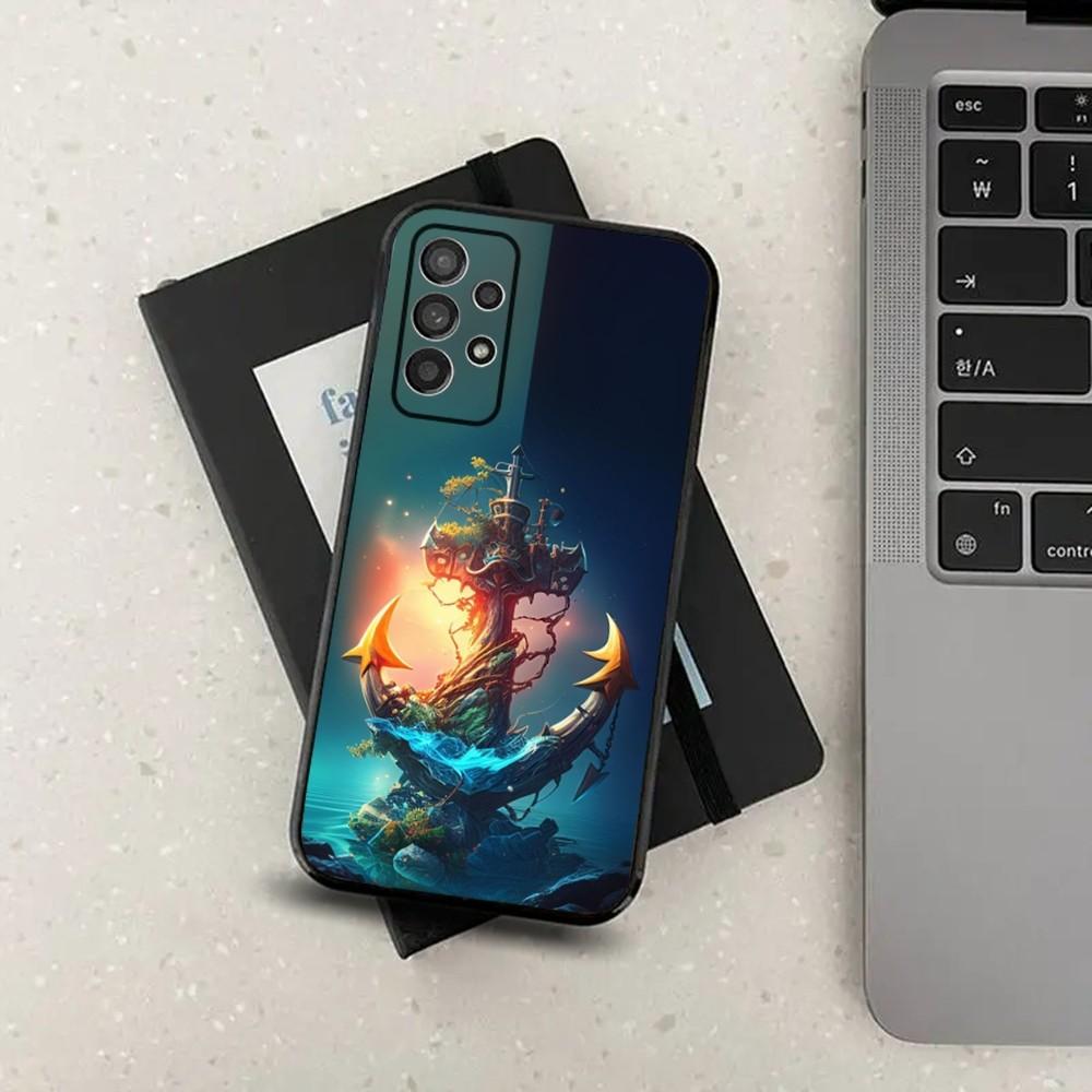 Anchor Sailing Phone Case For Samsung S24,S21,S22,S23,S30,Ultra,S20,Plus,Fe,Lite,Note,10,9,5G Black Soft Cover