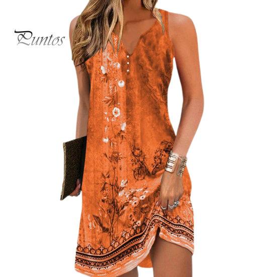

Женское летнее платье с V-образным вырезом и открытыми плечами без рукавов в стиле ретро с цветочным принтом, свободное трапециевидное мягкое дышащее OL, короткое женское короткое платье для отдыха, пляжное мини-платье XL оранжевый