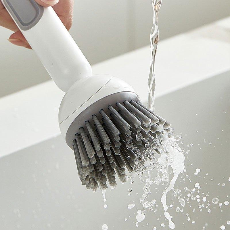 Kitchen Cleaning Brush No Separate Dispenser Needed Heavy-Duty Rotating Brush with Built-In Soap Dispenser