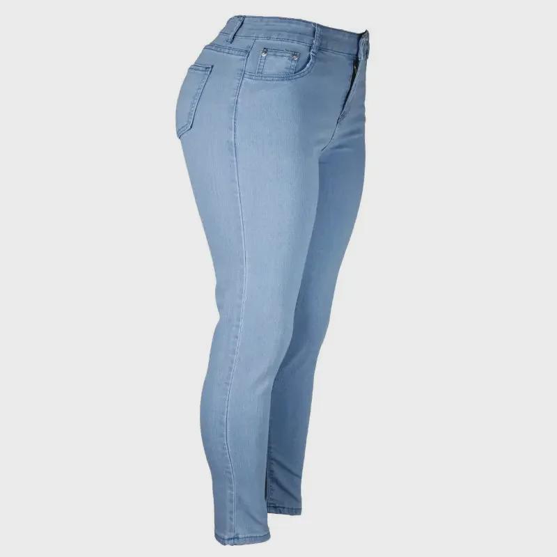 Damen Europäischer & Amerikanischer Stil Slim Fit Elastische Jeans - Große Größe Pfirsich Hüfte Bleistift Denimhose
