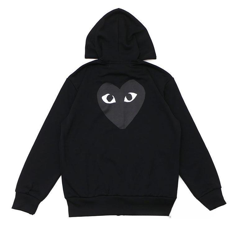 Felpa Streetwear Giapponese per Uomo Donna Coppia Pile Pesante Pullover Cuore Nero Ricamato Manica Lunga Top Oversize