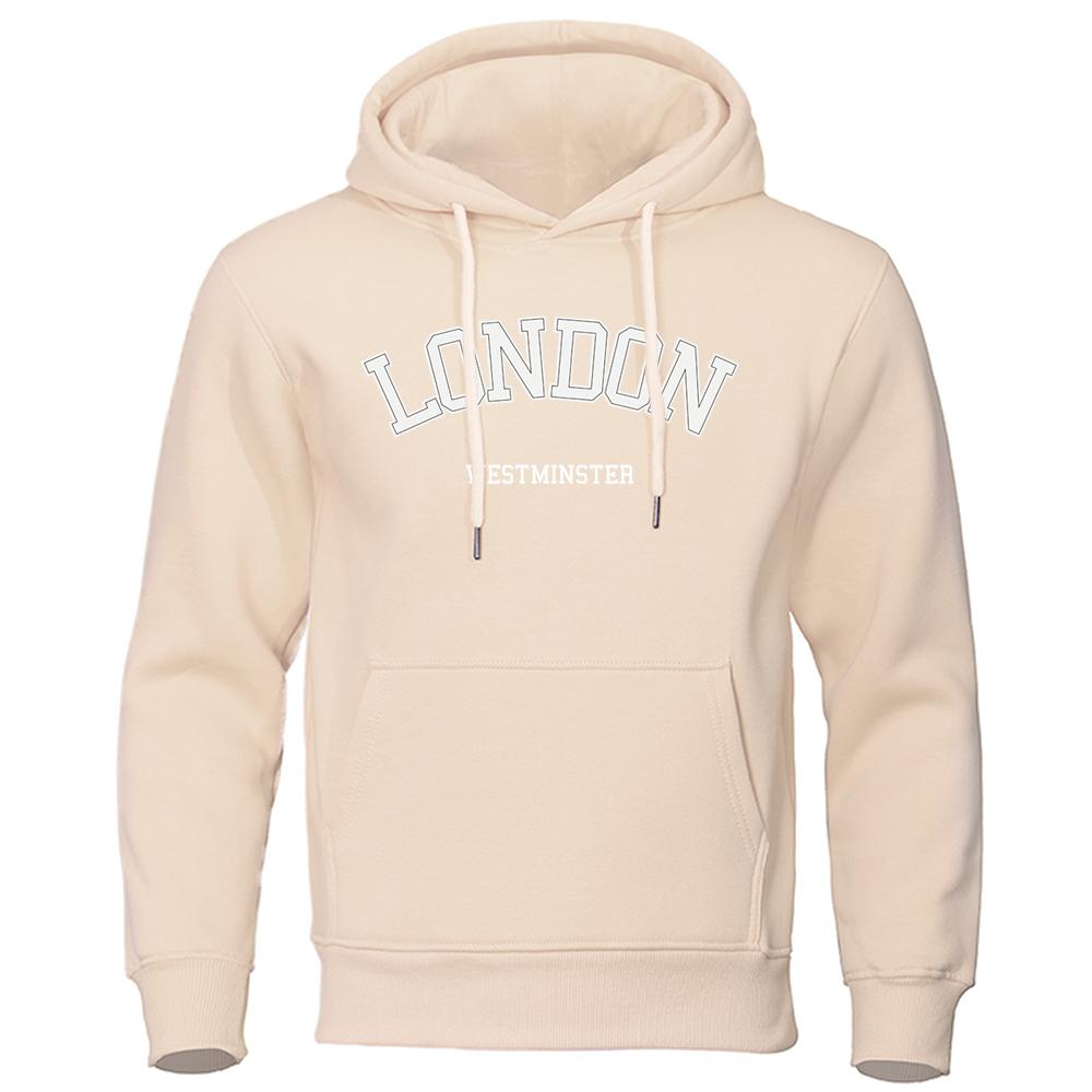 London Westminster Street Letter Printing Mans Clothing Fleece Soft Hoodie Autumn Oversize Hoodies Sports Hoodies