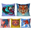 Niedlicher Löwe Tiger Leopard Kissenbezug Quadratisches Kissen Schlafzimmer Sofa Freizeit Komfort Kissen Auto Wohnzimmer Heimdekoration 40X40