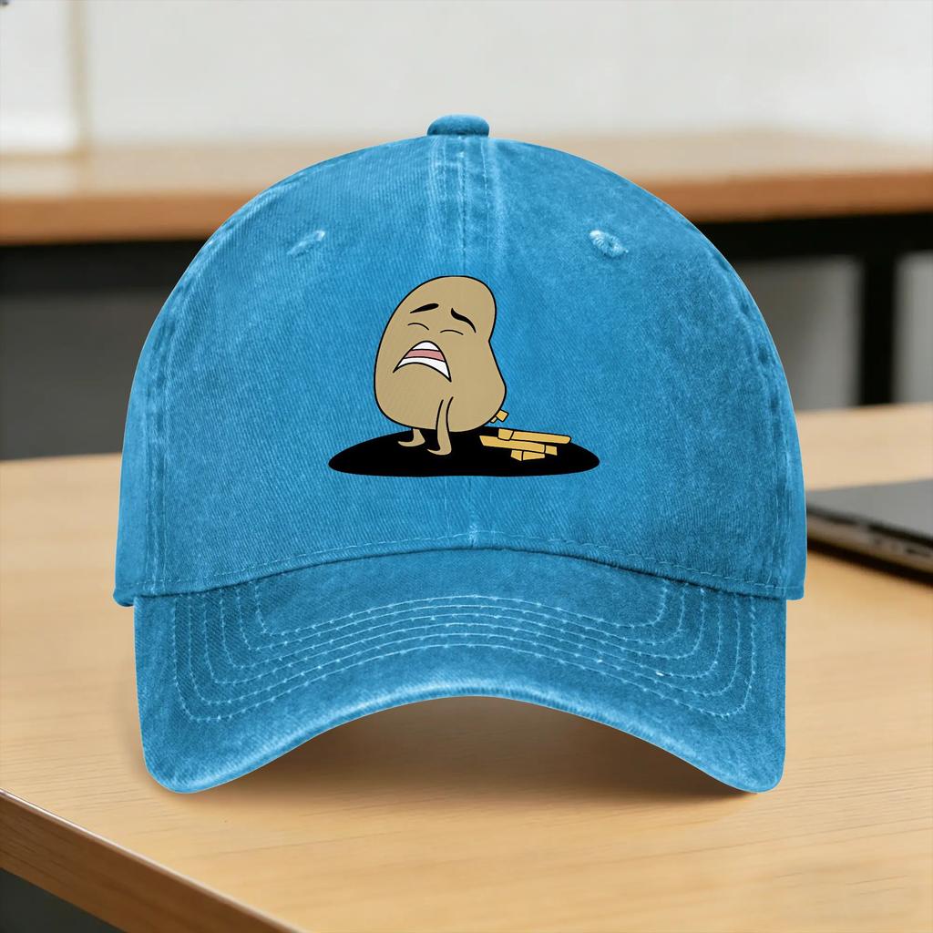 Washed Baseball Cap Potato makes fries Summer Trucker Hat For Unisex Women Casual Hunting Camping Sun Baseball Caps