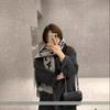 Black and Gray Double-sided Cashmere Coat for Women In Autumn and Winter New Mid-length Woolen Woolen Korean Style High-end Coat