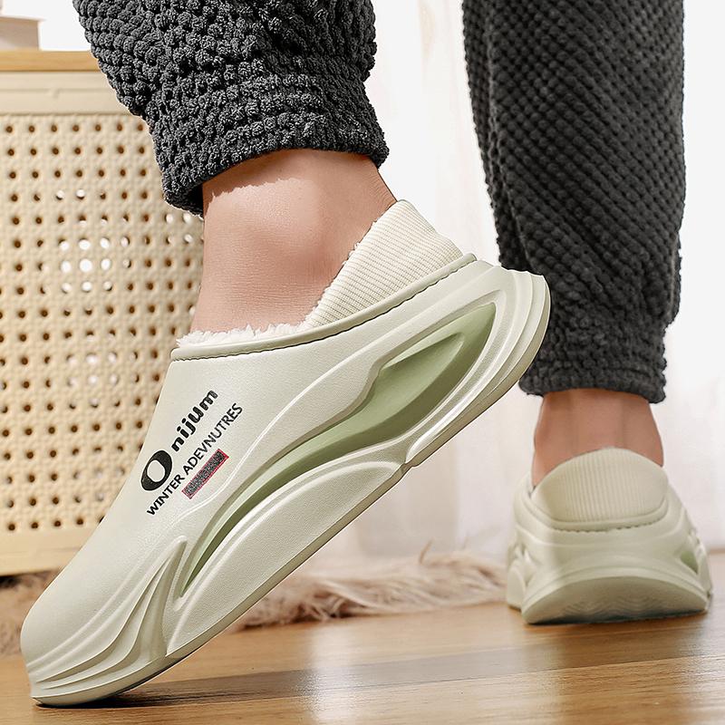 New Winter Men's Warm Slippers Cotton Slippers Outdoor Indoor Cotton Shoes Waterproof Mens Comfortable Home Bedroom Plush Slippers