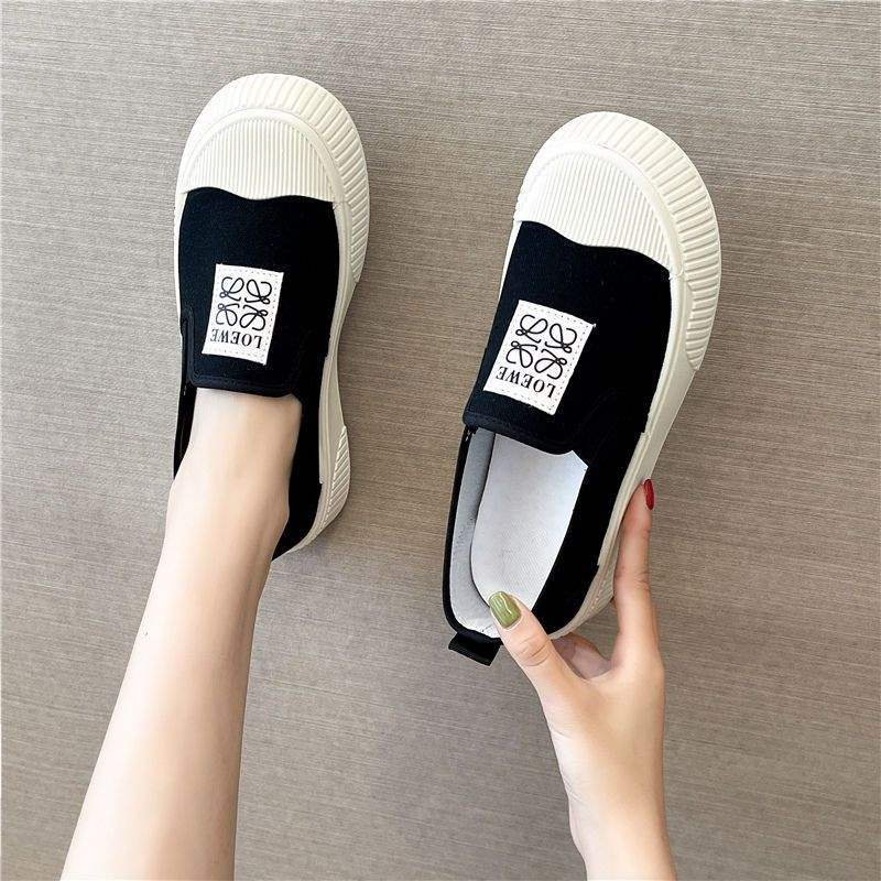 Canvas shoes women's single shoes spring and autumn Korean version casual one-pedal lazy shoes student shoes women