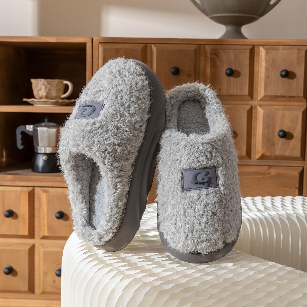 Thick-bottomed cotton slippers women's new winter warm indoor home home home non-slip couple fluffy slippers men