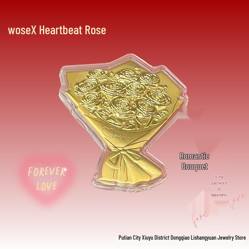 Pure Gold Rose Bouquet Ornament: Luxurious Gift for Girlfriend - Ideal for Qixi, Valentine's Day, or Special Occasions.