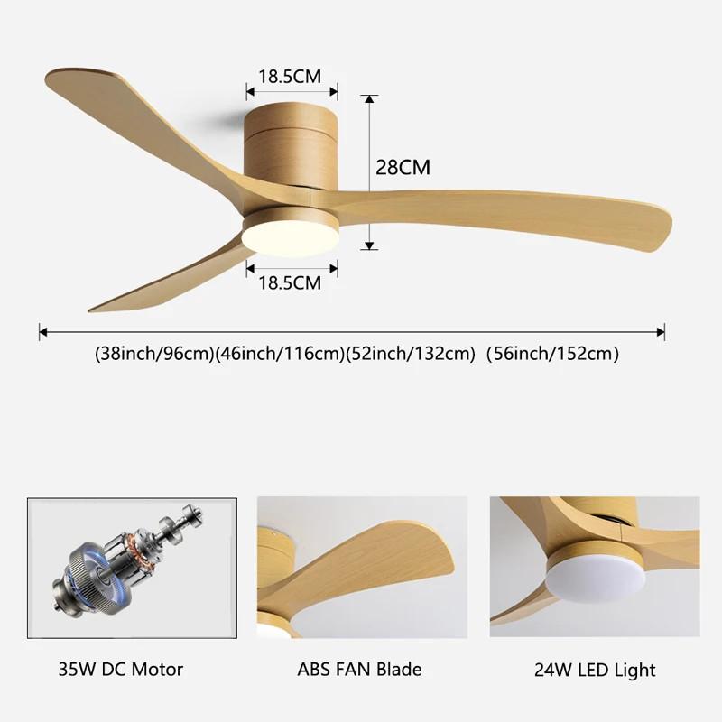 46-56" Low-Profile Electric Fan Light Household Integrated LED Lighting Fan Living Room ABS Blades Ceiling Fan Lamp