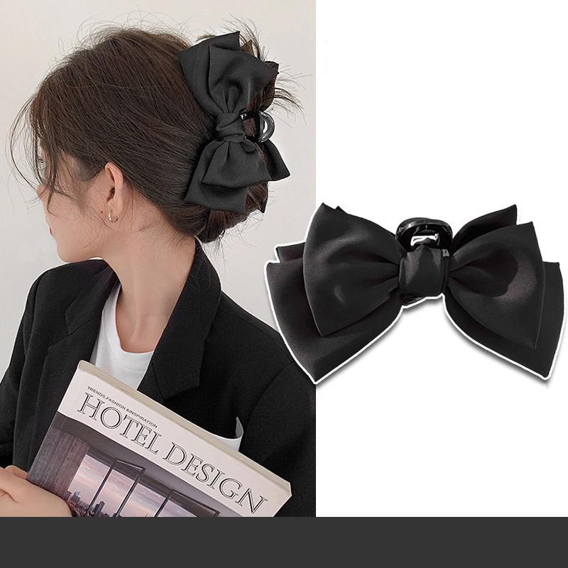 New Large Bow Solid Color Clip Claw for Women Korean Style elegant shark clip Fashion Girls Hair Clamp