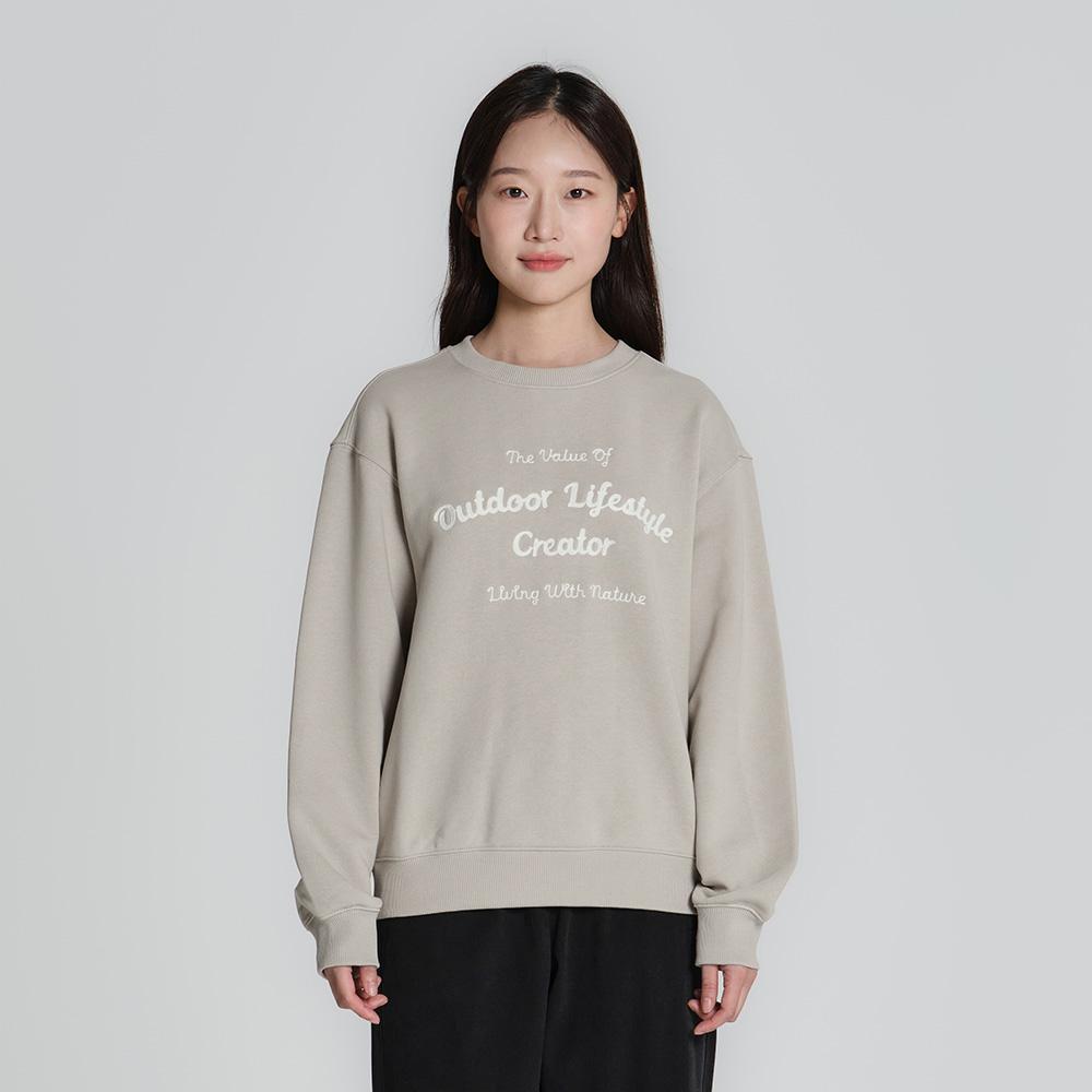 SNOWPEAK Land Women's Chain Lettering Sweatshirt Light Beige (S23FWFHT65)
