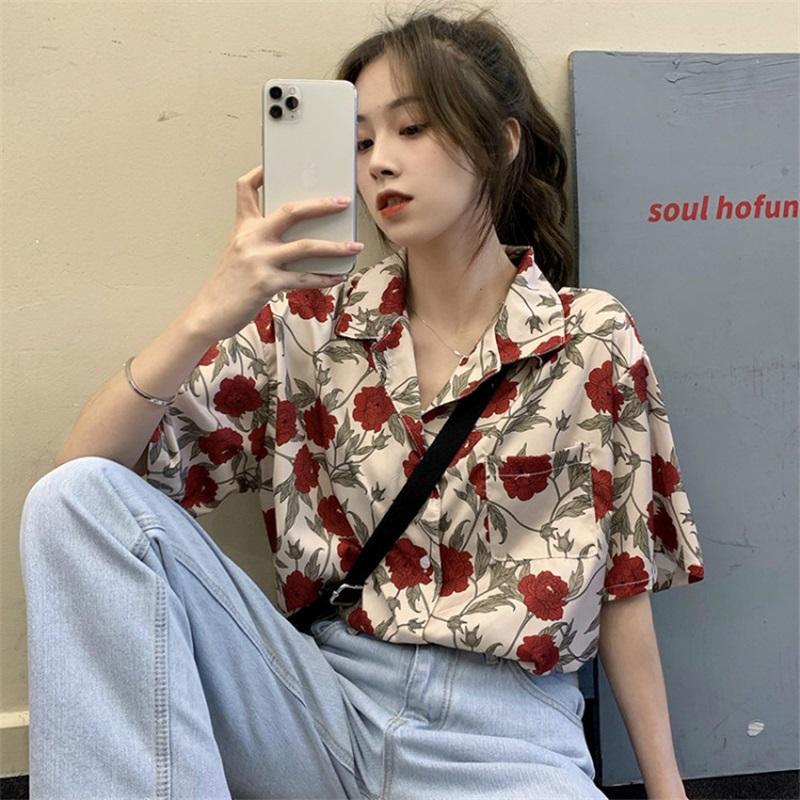 Printed Women's Shirt-fashionable Button Design-loose Casual Shirt