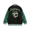Women's Men’s Y2K Baseball Jacket Letter Leaves Print Long Sleeve Button Down Oversized Unisex Biker Outwear Streetwear