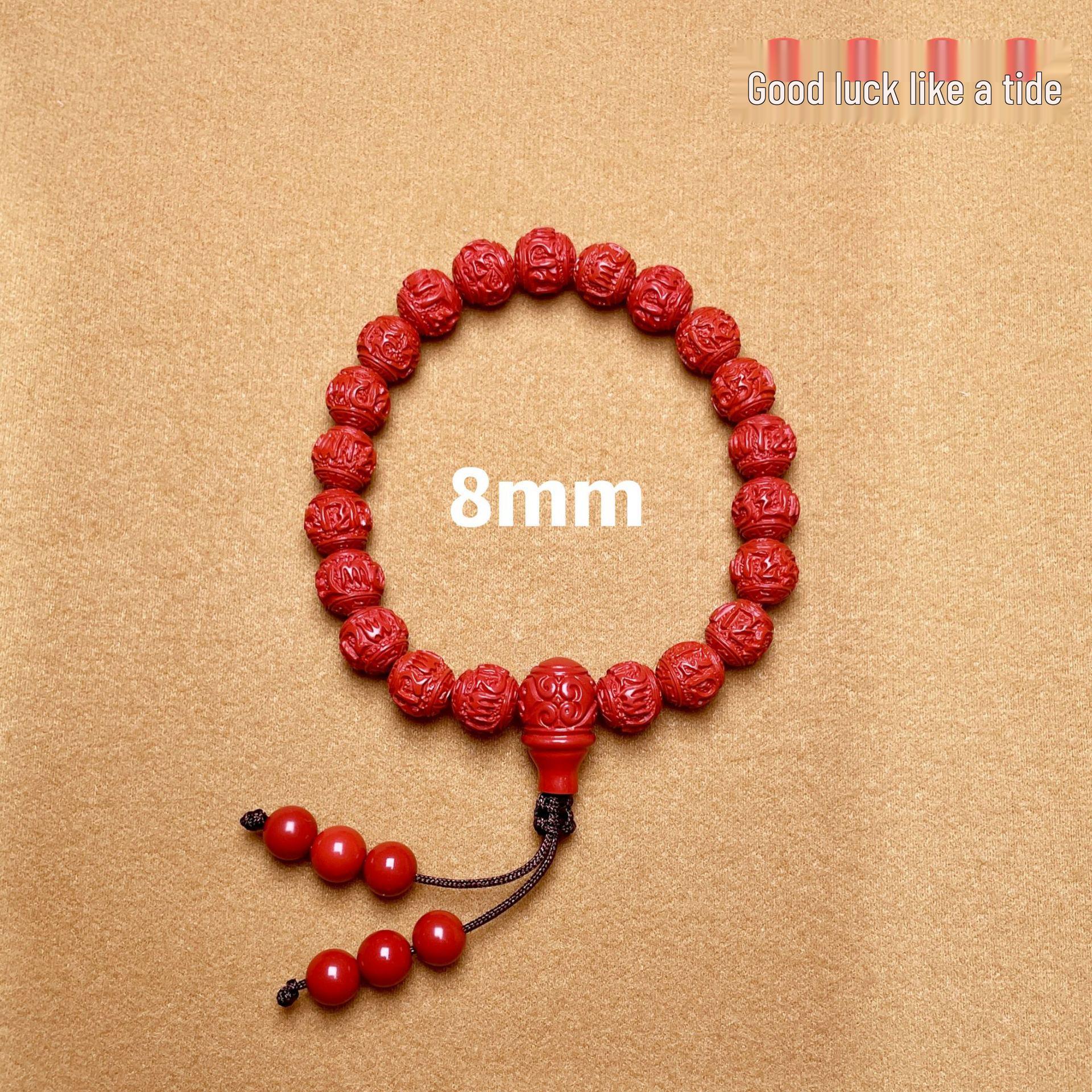 Authentic Red Sand Six-Character Mantra Cinnabar Bracelet: Stylish Jewelry for Couples High Content Cinnabar (75%-80%)