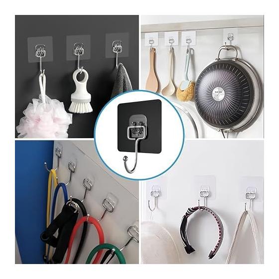 Adhesive Hook, Strong Wall Hanging Hook, 6.7 x 6.7cm, Load Capacity 10kg, No Drilling Hook, Can Rotate 180 degrees, No Paste Marks, Waterproof,