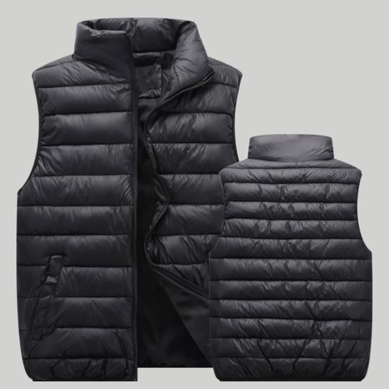 Couple Winter Waistcoat Thick Padded Windproof Cold Resistant Unisex Sleeveless Stand Collar Zipepr Closure Neck Protection Smooth Down Coat