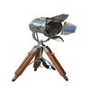 Small Desk Search Light with Wooden Tripod Stand - Home Decor Nickle Finish Table Light